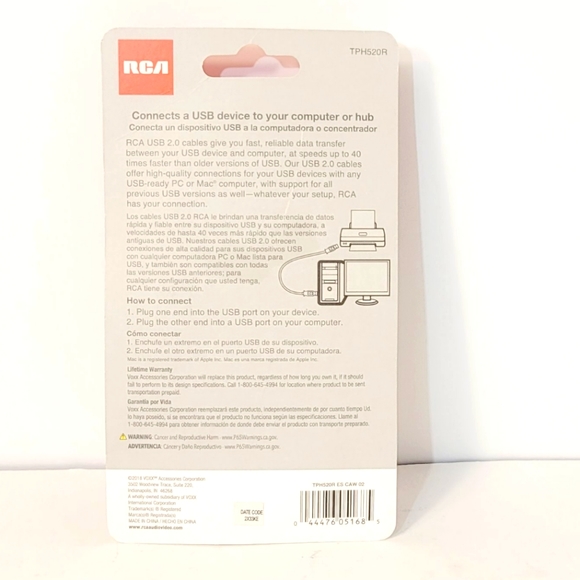 RCA 6 FT USB 2.0 A to B COMPUTER CABLE - Picture 2 of 2